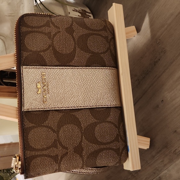 Coach Brown and Gold Wristlet - Picture 1 of 9